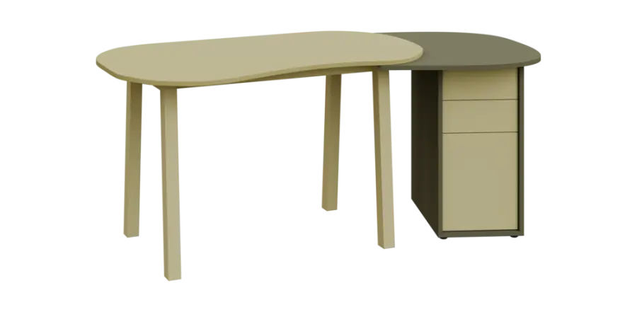 RGY 02 P stůl kancelářský, pravý, masivní dřevěná podnož, deska 18 mm, široký 1820 mm, zelená